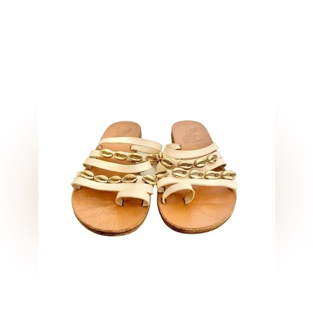 Ancient Greek Sandals Women’s  Leather Gold Accents Slides Size IT 38 US 8 - Picture 4 of 6